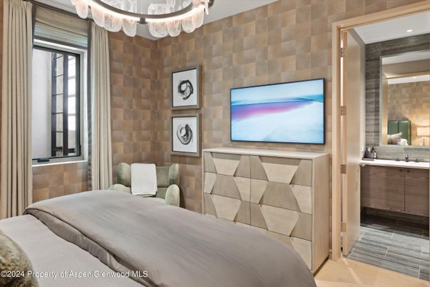 Bedroom, Interior, Recessed Lighting, Stone Walls, Wood Texture Flooring