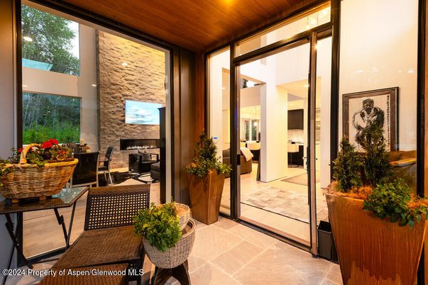 Interior, Recessed Lighting, Stone Walls, Wooden Ceilings