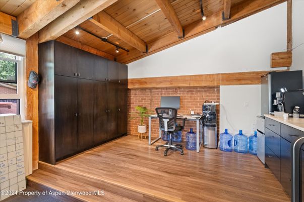 Home Office, Interior, Stone Walls, Wooden Beams, Wooden Ceilings, Wood Texture Flooring