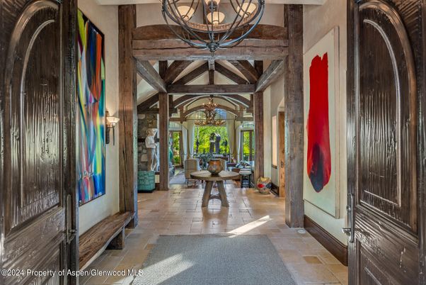 Chandelier, Interior, Wooden Beams