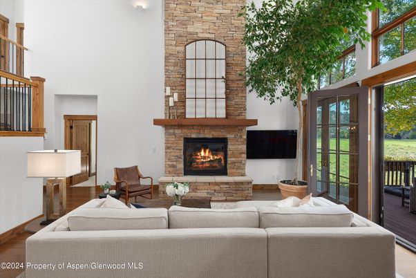 Fireplace, Interior, Living room, Stone Walls, Wood Texture Flooring