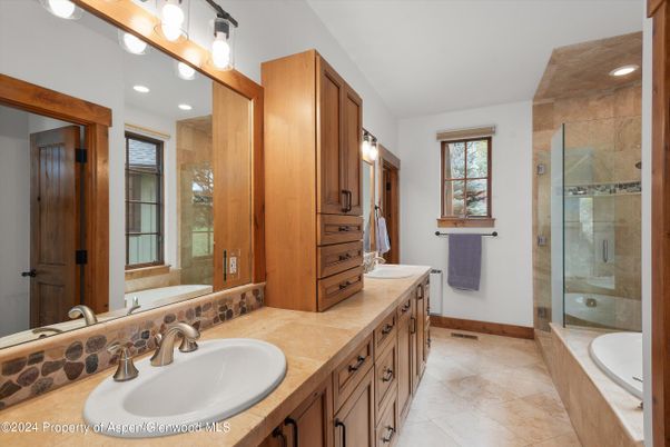 Bathroom, Dual Sink Vanities, Glass Shower, Interior, Recessed Lighting