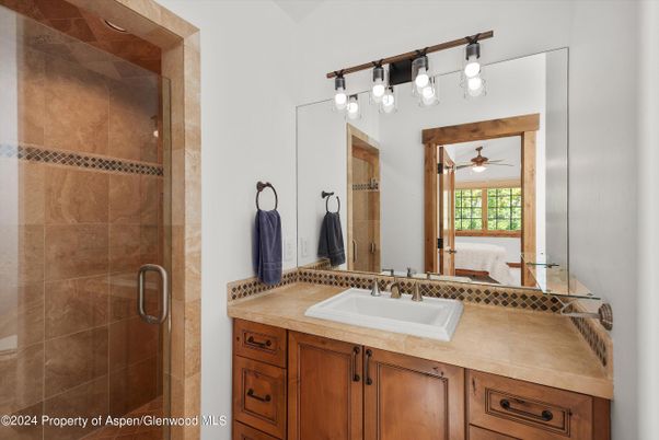 Bathroom, Glass Shower, Interior, Tile Countertops