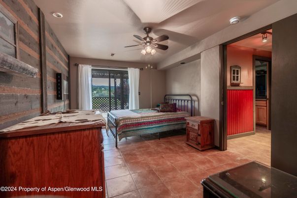 Bedroom, Interior, Recessed Lighting, Stone Walls