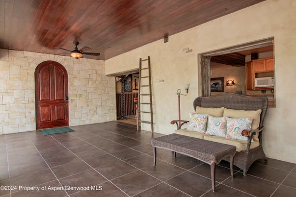 Interior, Stone Walls, Wooden Ceilings