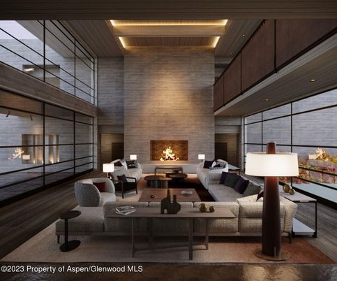 Fireplace, Interior, Living room, Stone Walls, Wood Texture Flooring