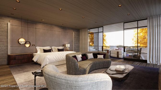 Bedroom, Interior, Living room, Pendant Lights, Recessed Lighting, Wood Texture Flooring