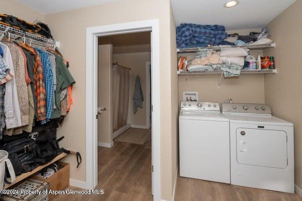 Interior, Recessed Lighting, Utility Closets, Washer, Wood Texture Flooring