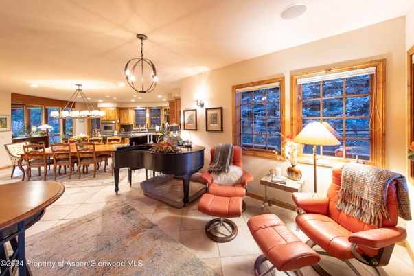 Dining room, Interior, Kitchen, Living room, Pendant Lights, Piano, Recessed Lighting