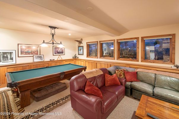 Billiard Table, Game Room, Interior, Pendant Lights, Recessed Lighting