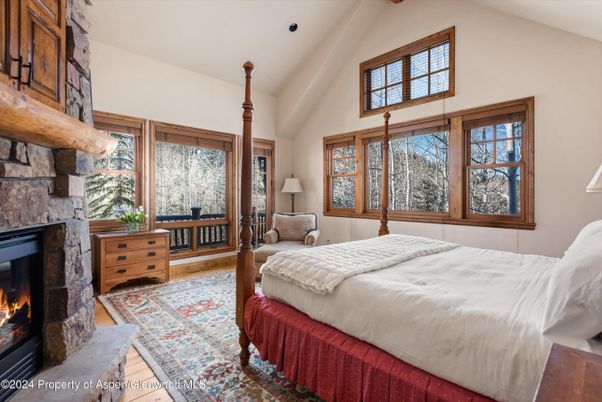 Bedroom, Fireplace, Interior, Wood Texture Flooring