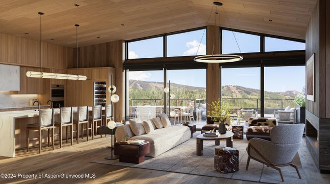 Interior, Kitchen, Living room, Pendant Lights, Recessed Lighting, Wooden Ceilings, Wood Texture Flooring