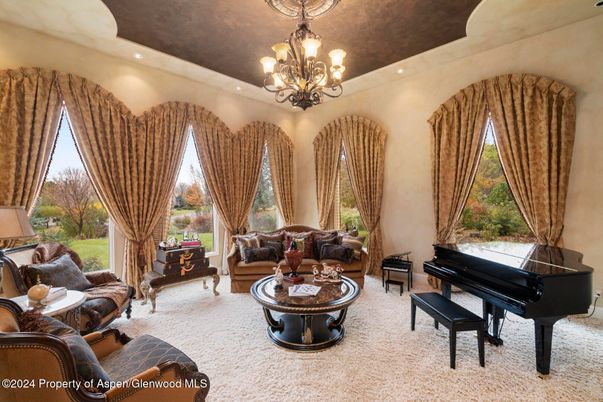 Chandelier, Interior, Living room, Piano, Recessed Lighting