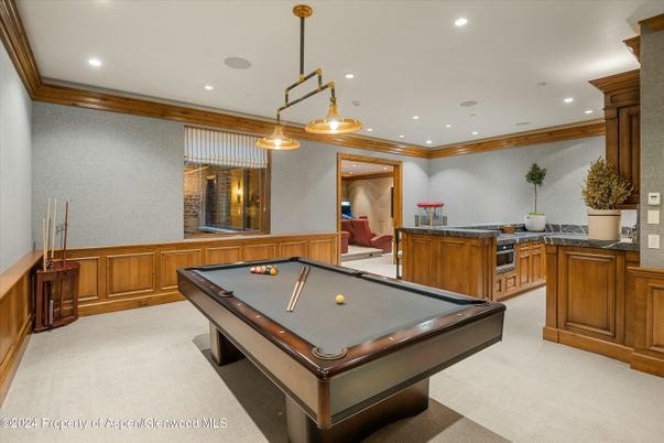 Billiard Table, Game Room, Interior, Pendant Lights, Recessed Lighting