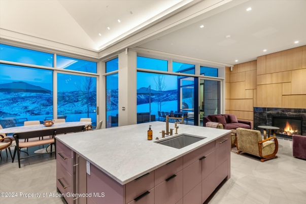 Dining room, Fireplace, Interior, Kitchen, Living room, Recessed Lighting