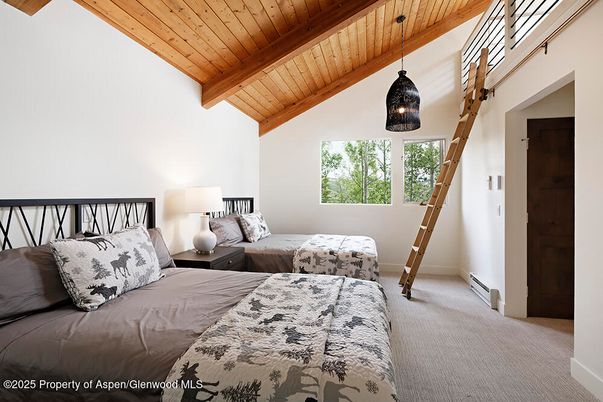 Bedroom, Interior, Pendant Lights, Wooden Beams, Wooden Ceilings