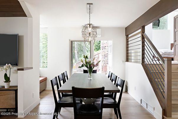 Chandelier, Dining room, Interior, Pendant Lights, Wood Texture Flooring