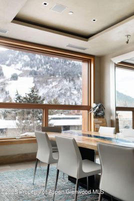Dining room, Interior, Recessed Lighting, Wood Texture Flooring