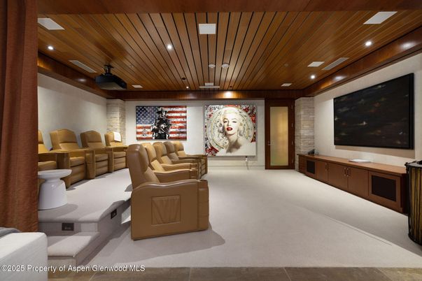 Home Theatre Room, Interior, Projection Screen, Recessed Lighting, Theatre Room, Wooden Ceilings