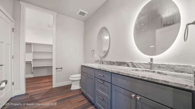 Bathroom, Dual Sink Vanities, Interior, Wood Texture Flooring