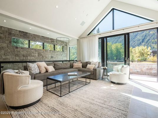 Interior, Living room, Recessed Lighting, Stone Walls