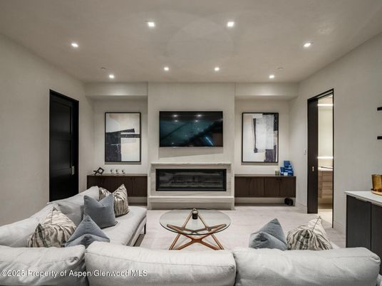 Fireplace, Interior, Living room, Recessed Lighting
