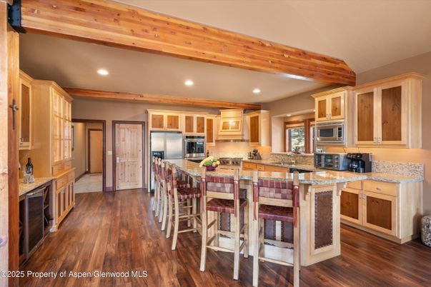 Interior, Kitchen, Recessed Lighting, Stainless Steel Appliances, Wooden Beams, Wood Texture Flooring