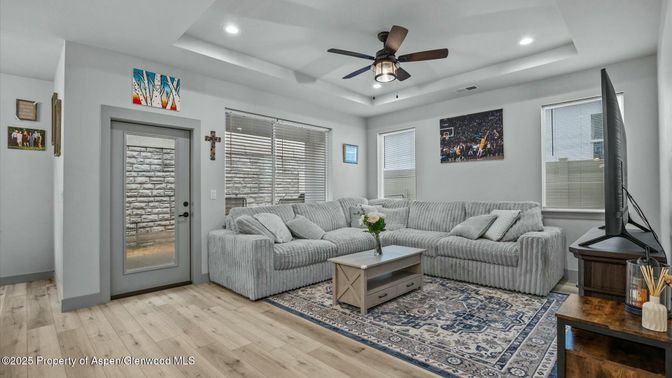 Interior, Living room, Recessed Lighting, Wood Texture Flooring