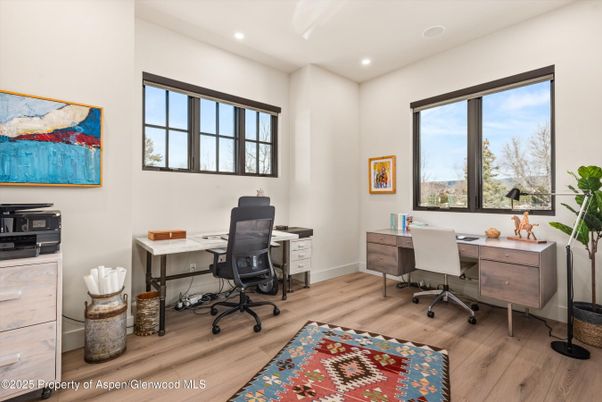 Home Office, Interior, Recessed Lighting, Wood Texture Flooring