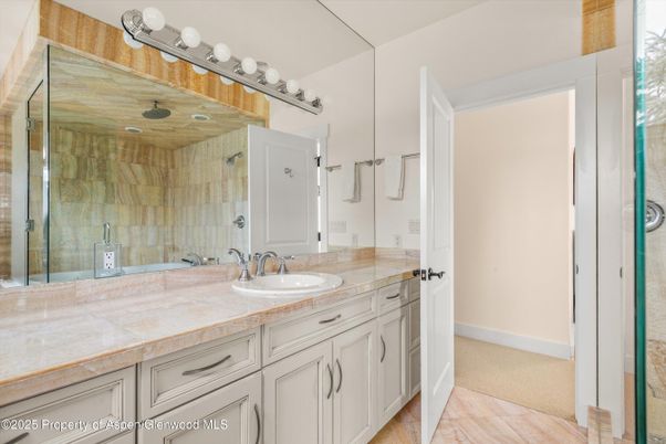 Bathroom, Dual Sink Vanities, Glass Shower, Interior, Tile Countertops