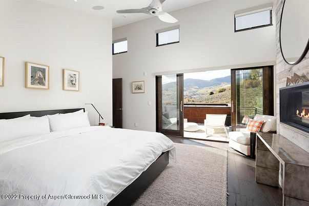 Bedroom, Fireplace, Interior, Wood Texture Flooring