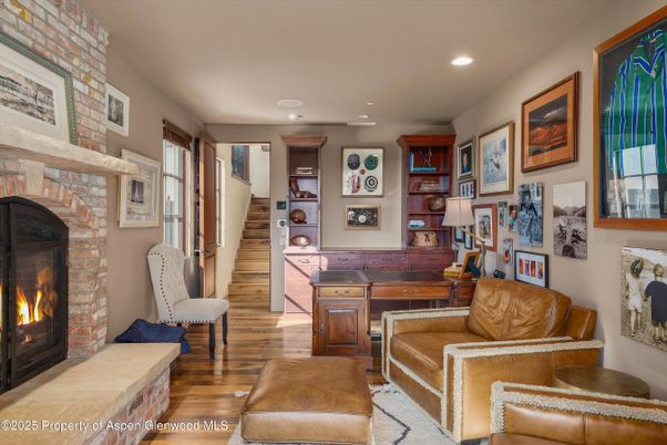 Fireplace, Interior, Recessed Lighting, Wood Texture Flooring