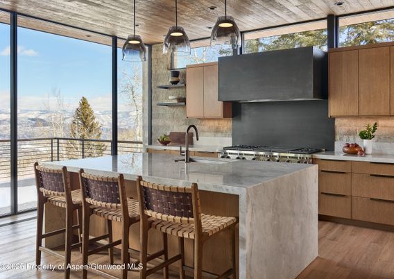 Interior, Kitchen, Pendant Lights, Stainless Steel Appliances, Wood Texture Flooring