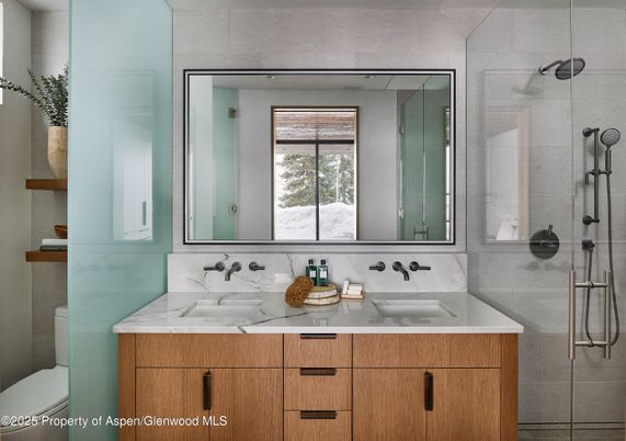 Bathroom, Dual Sink Vanities, Glass Shower, Interior