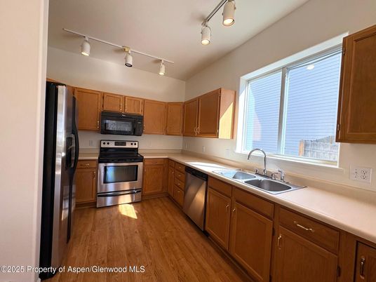 Interior, Kitchen, Stainless Steel Appliances, Wood Texture Flooring