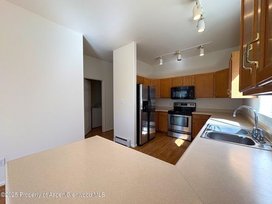 Interior, Kitchen, Stainless Steel Appliances, Wood Texture Flooring
