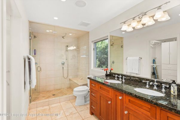 Bathroom, Dual Sink Vanities, Glass Shower, Interior, Recessed Lighting