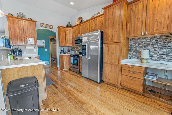 Interior, Kitchen, Recessed Lighting, Wood Texture Flooring
