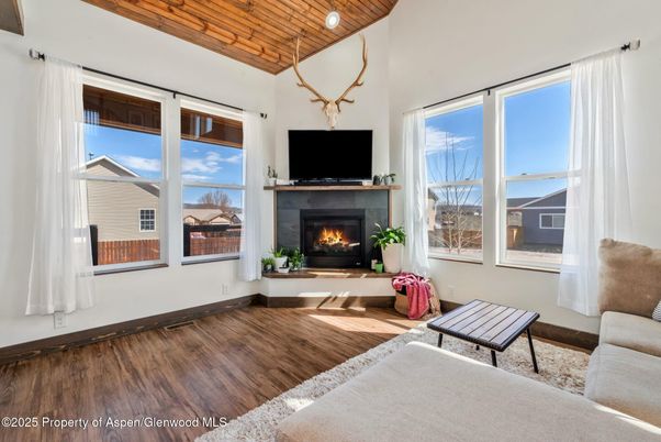 Fireplace, Interior, Recessed Lighting, Wooden Ceilings, Wood Texture Flooring