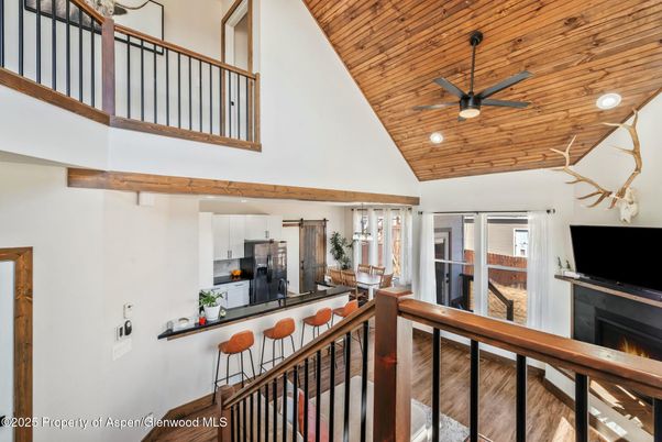 Fireplace, Interior, Kitchen, Recessed Lighting, Wooden Beams, Wooden Ceilings, Wood Texture Flooring