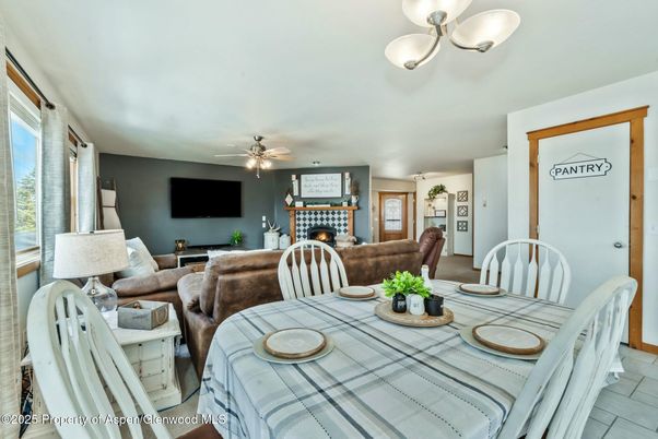 Dining room, Fireplace, Interior, Living room