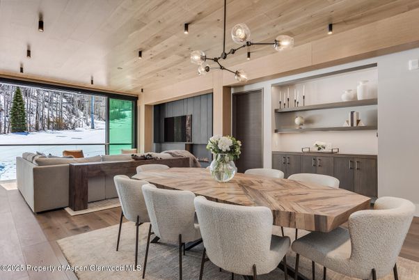 Dining room, Interior, Living room, Pendant Lights, Wooden Ceilings, Wood Texture Flooring