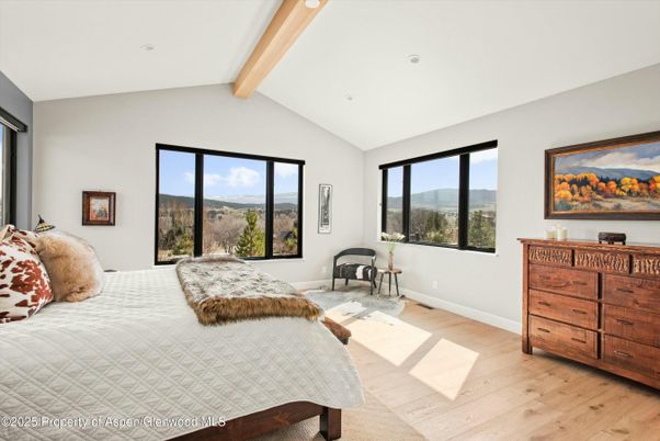 Bedroom, Interior, Recessed Lighting, Wooden Beams, Wood Texture Flooring