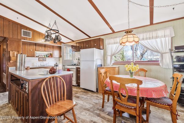 Dining room, Interior, Kitchen, Pendant Lights, Wood Texture Flooring