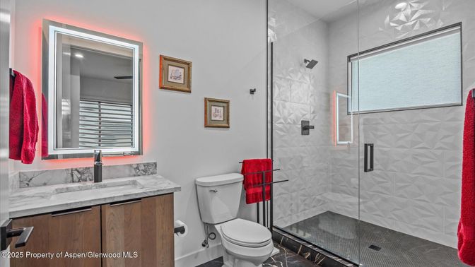 Bathroom, Glass Shower, Interior, Marble Walls