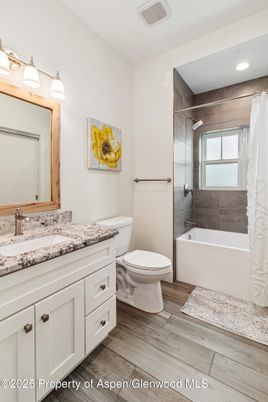 Bathroom, Interior, Recessed Lighting, Wood Texture Flooring