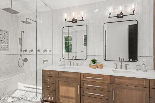 Bathroom, Dual Sink Vanities, Glass Shower, Interior
