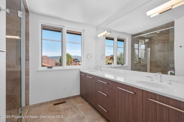 Bathroom, Dual Sink Vanities, Glass Shower, Interior