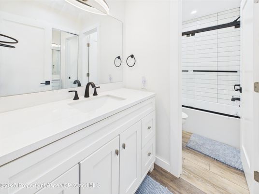 Bathroom, Interior, Recessed Lighting, Wood Texture Flooring