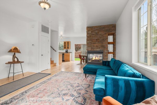 Fireplace, Interior, Living room, Stone Walls, Wood Texture Flooring